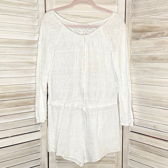 LoveShackFancy Embroidered Ivory Cream Playsuit Romper 2 M - Picture 5 of 10
